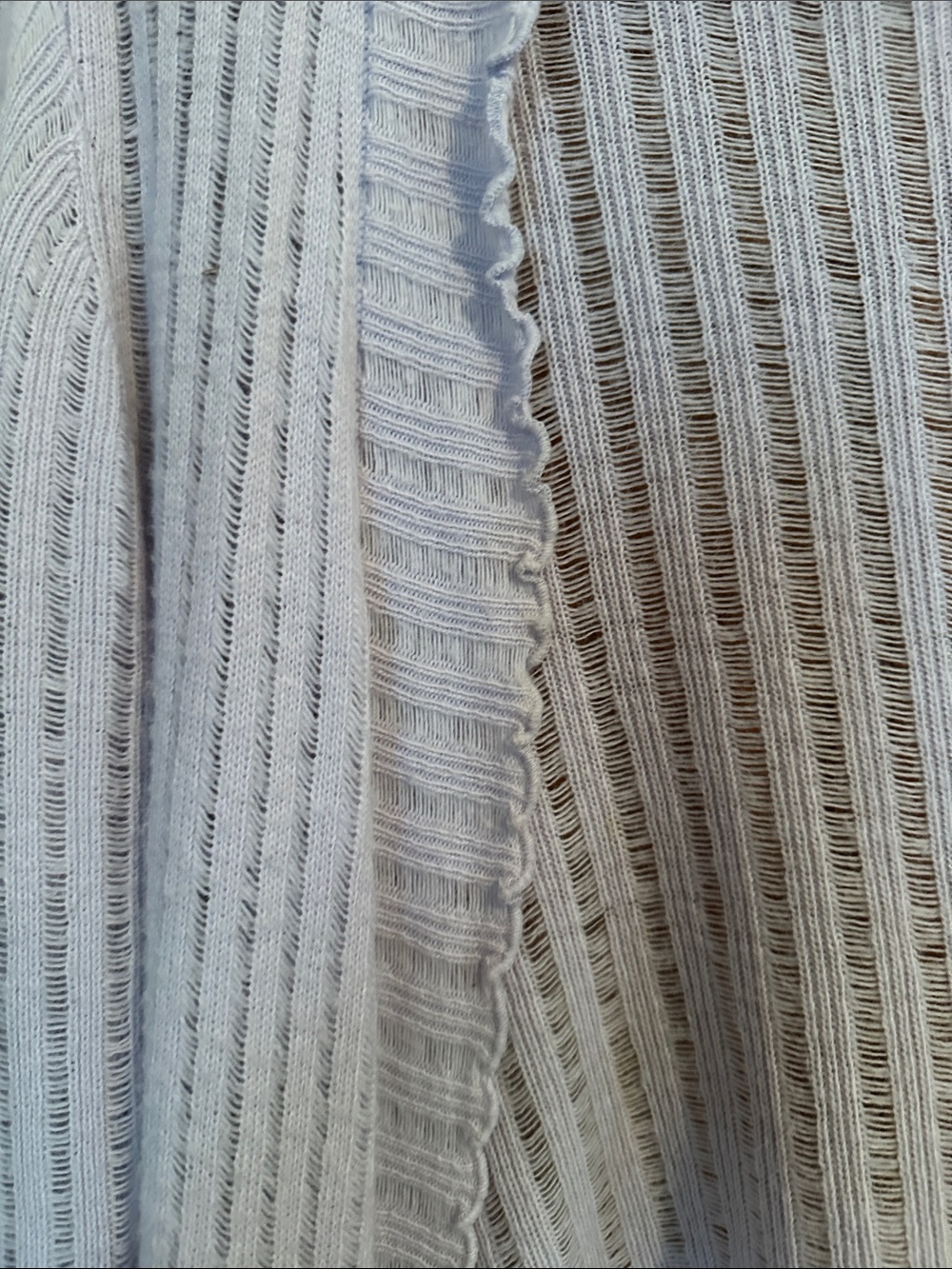 Express Light lilac Open-Front Ribbed Cardigan with Ruffle Trim - Picture 5 of 9